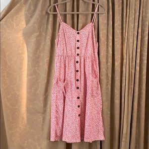 Pink Calico Print Summer Dress with Pockets
